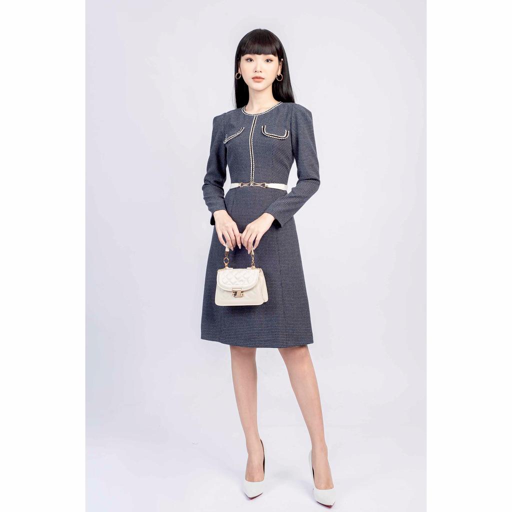 Đầm dáng chữ A, cổ tròn, có túi ngực MMOutfit M-DA070721288