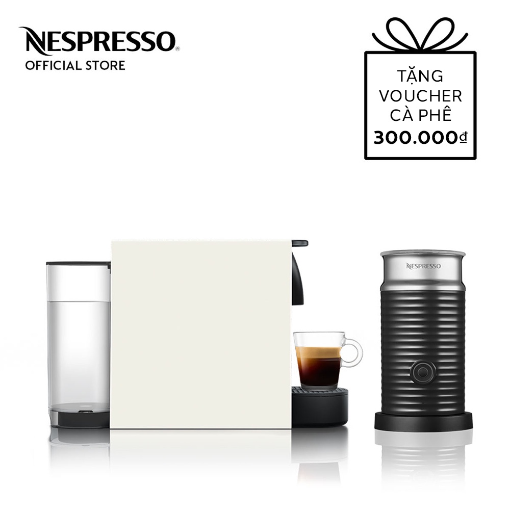 [Mã ELHADEV giảm 4% đơn 300K] Bộ máy pha cà phê Nespresso Essenza Mini - Trắng &amp; máy đánh sữa Aeroccino 3