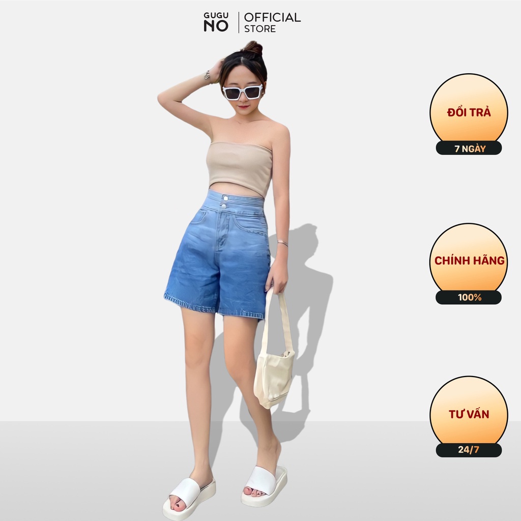 Quần jean nữ ngố lửng dáng ôm cạp cao co giãn GUGUNO ulzzang