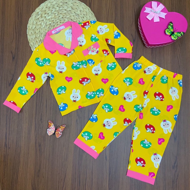 Bộ đồ ngủ Pijama vải Lụa mịn đẹp dài tay cho bé gái (12-32kg) - HIROKIDS