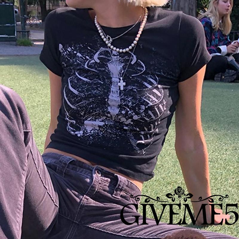 Áo thun nữ ngắn tay cổ tròn in chữ GIVEME