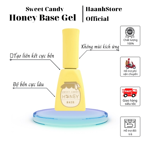 Sweet Candy Sơn Gel Base liên kết Hàn quốc, Honey Base Gel cực bền 10ml