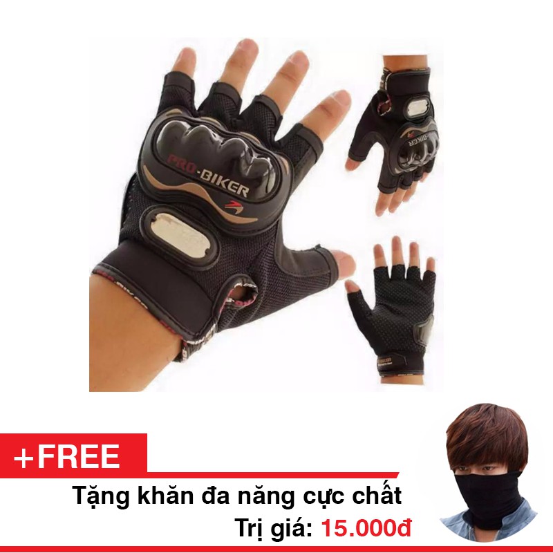 Găng tay phượt Probiker cụt ngón ! Tặng kèm 1 khăn đa năng Phượt