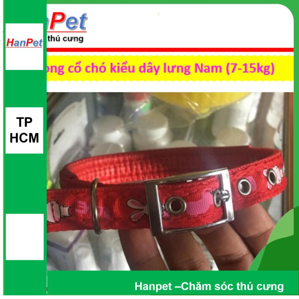 HCM-Vòng cổ cho chó 7-15 kg, Kiểu dây lưng NAM, loại có đệm cổ (hanpet 340)