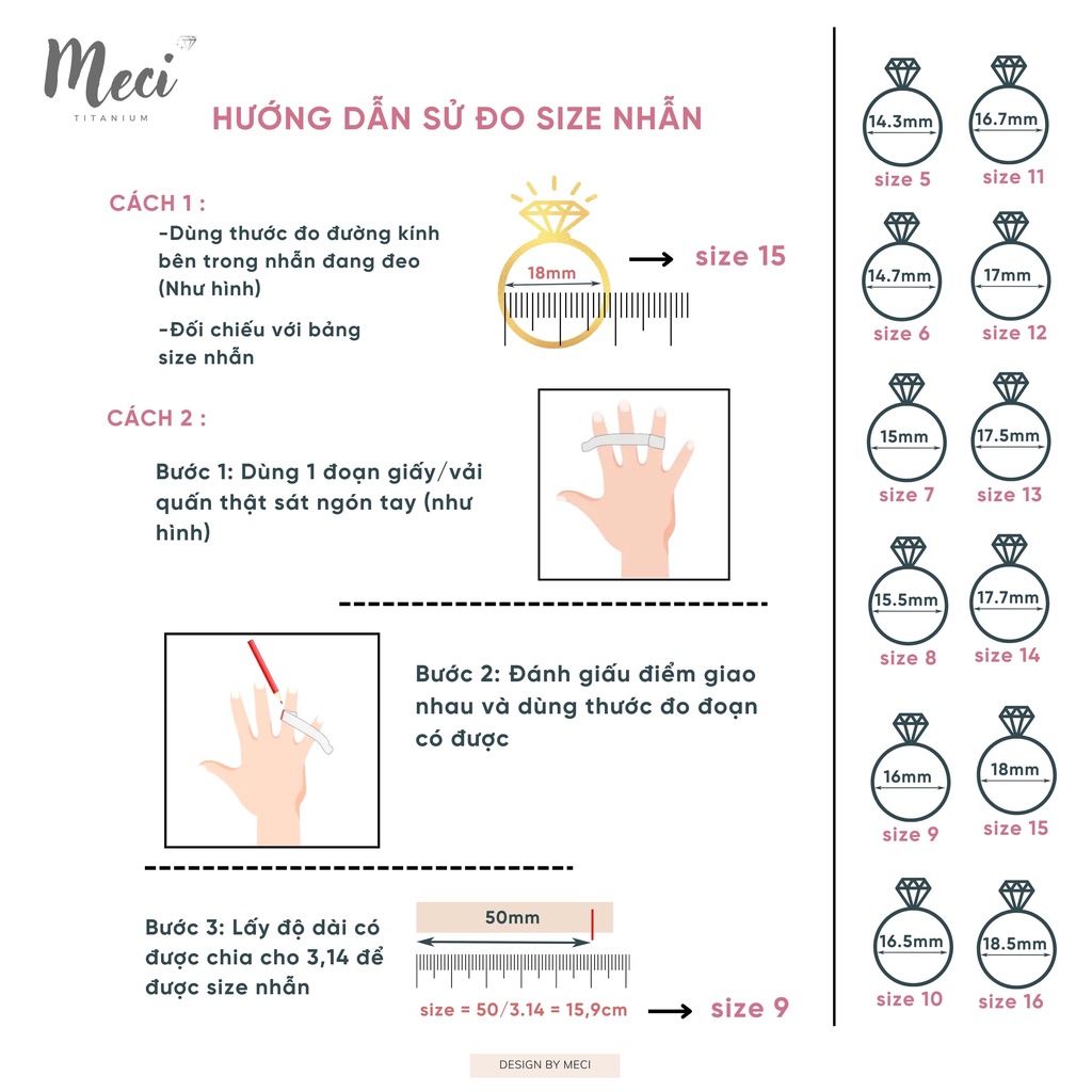 Nhẫn nam nữ thép titan không gỉ trơn phong cách unisex, cá tính | MECI TITANIUM NM1