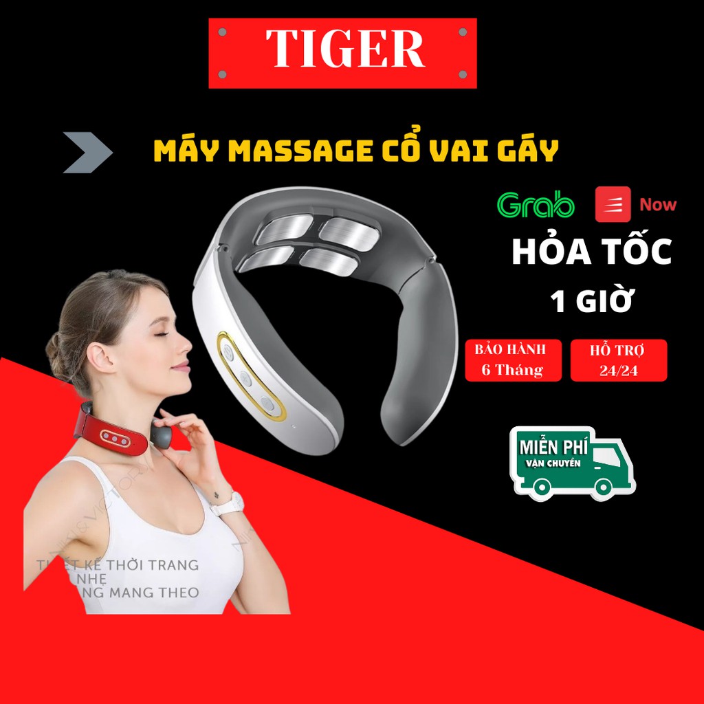 Máy Mát Xa Cổ Và Vai Gáy Thông Minh 4 Điện Cực, 6 Chế Độ Massage , 9 Mức Cường Độ.