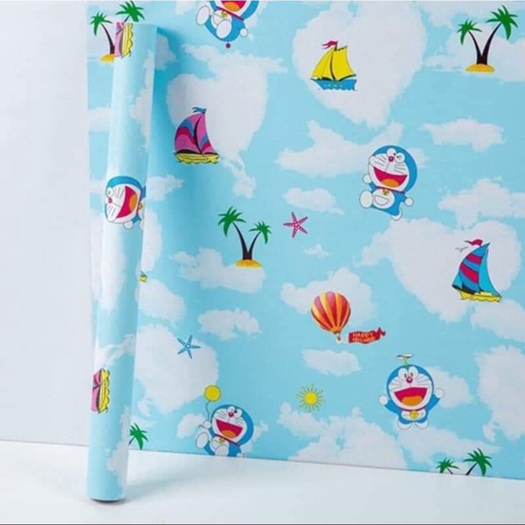 10mx45cm giấy dán tường Doremon dán phòng ngủ đẹp mắt