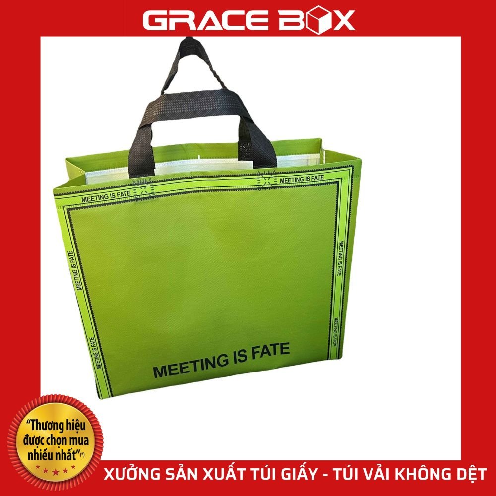 Túi Vải Không Dệt Cáng Màng PP Chống Thấm Cao Cấp Màu Xanh Lá - Siêu Thị Bao Bì Grace Box