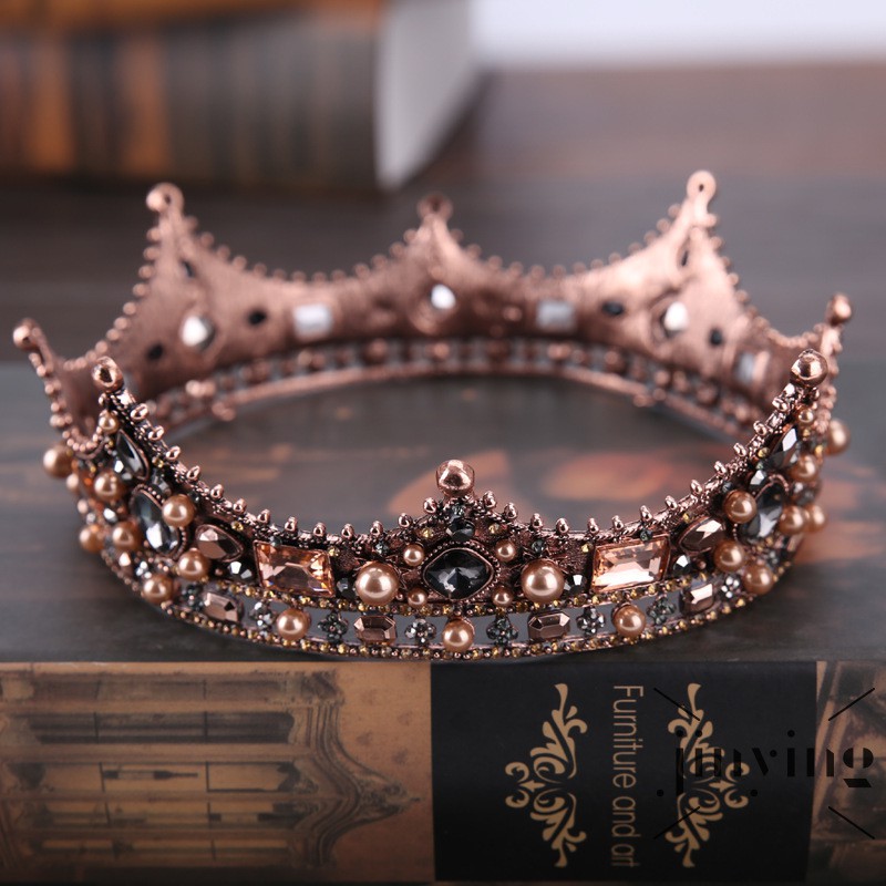 GETNOIVAS Vương miện đính đá và ngọc trai cổ điển vintage cho nữ