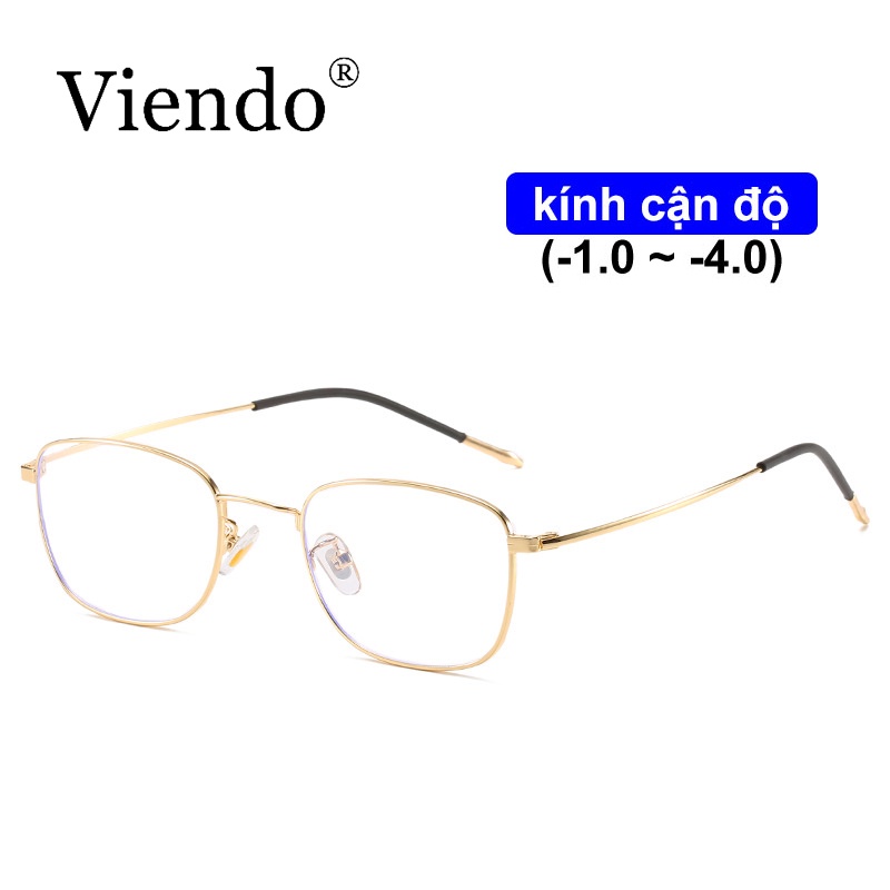 Mắt kính VIENDO gọng kim loại kiểu vuông 1.00 ~ -4.00 độ