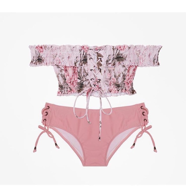 Set bikini hồng babi