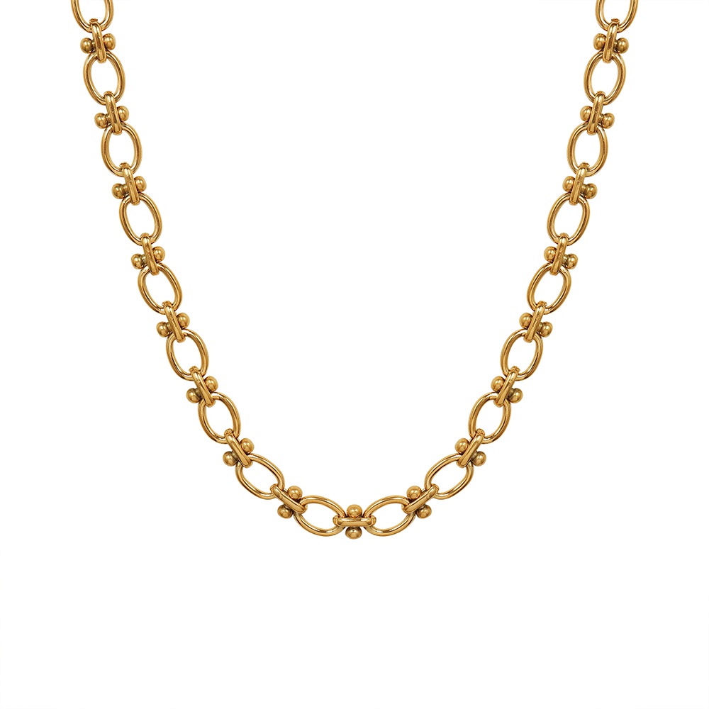 Vòng cổ choker nữ titan kiểu xích phối bi tròn dạng dẹp không gỉ