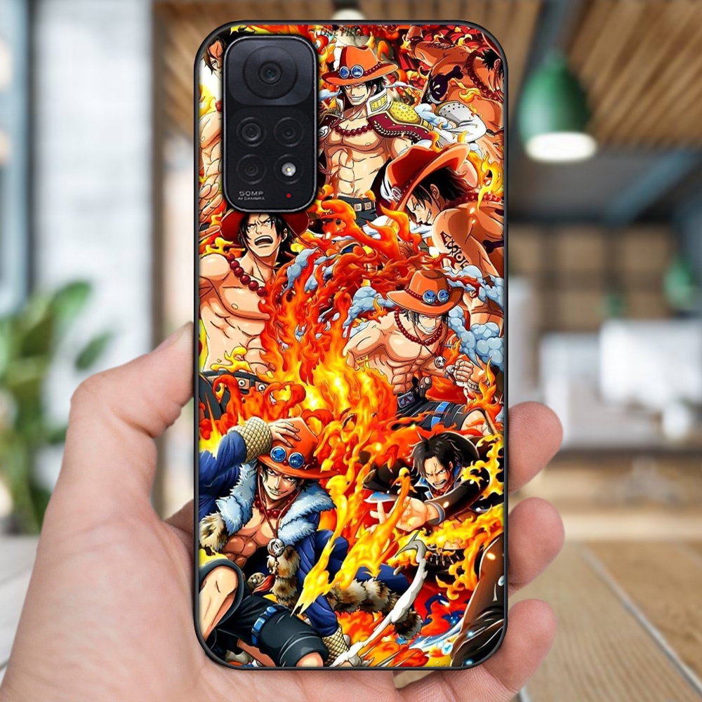 Ốp lưng Xiaomi Redmi Note 11, Note 11s viền đen in hình Ace One Piece