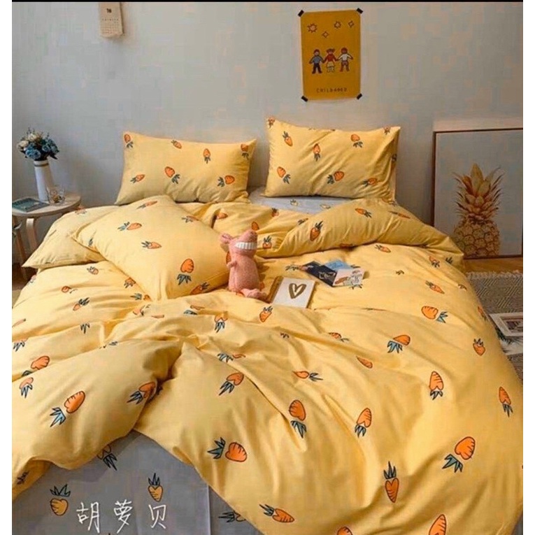 Bộ chăn ga gối Cotton poly đáng yêu chăn ga miễn phí bo chun drap ga giường. | BigBuy360 - bigbuy360.vn