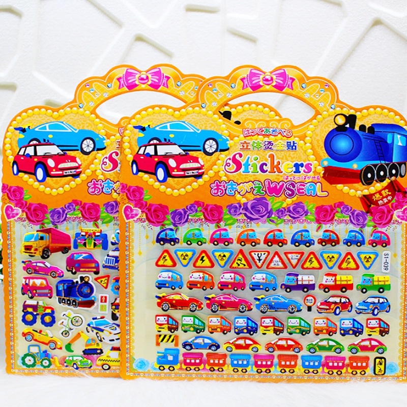 Hình dán sticker 3d nổi kèm tô màu cute chống nước chữ động vật siêu nhân công chúa dễ thương trang trí cho bé trai gái
