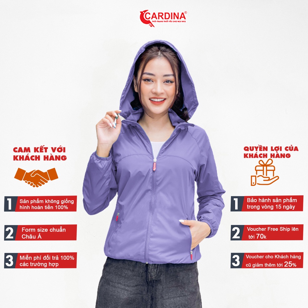 Áo Gió Nữ 𝐂𝐀𝐑𝐃𝐈𝐍𝐀 2 Lớp Chất Gió Trơn Lót Lưới Cao Cấp Cản Gió Cản Bụi Giữ Nhiệt 1GFT