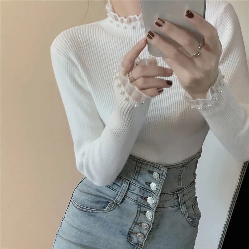 [CÓ SẴN] ÁO LEN TĂM PHỐI VOAN ĐÍNH HẠT | BigBuy360 - bigbuy360.vn