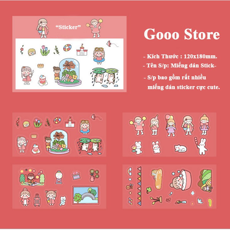 Miếng dán Sticker dễ thương nhiều mẫu,Set 4 tấm kute