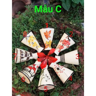 Bình hoa gốm vẽ tay thủ công Bát Tràng - Mẫu C