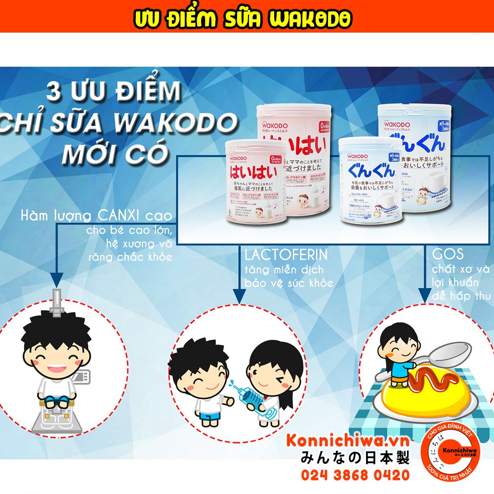 [Date MỚI] Sữa WAKODO nội địa Nhật đủ số | Sữa bột Wakodo số 0 lon 810g và số 9 lon 830g