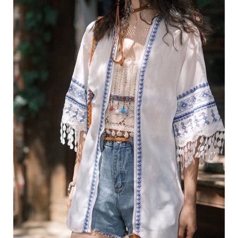 Áo cadigan boho tua rua nữ hàng Quảng Châu order