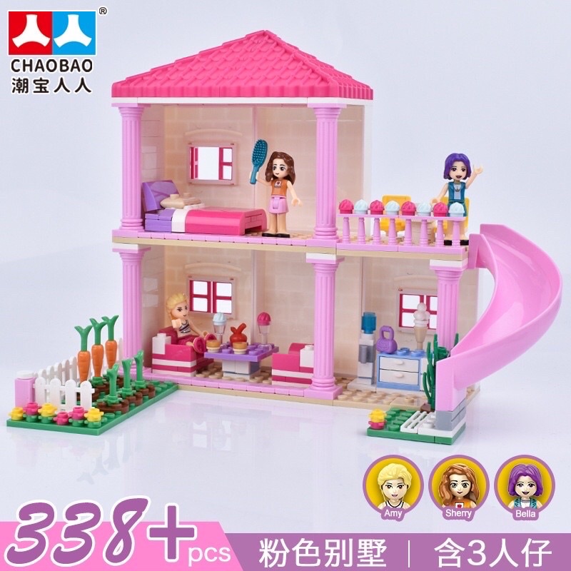 Lắp ghép lâu đài có cầu trượt 3D 338pcs