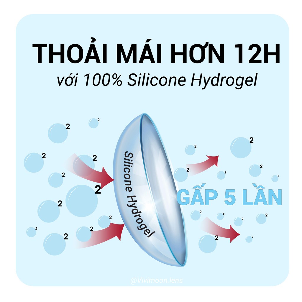 Kính áp tròng VIVIMOON LENS trong suốt cận 3 tháng Vivimedi Oxy Plus cho mắt thở