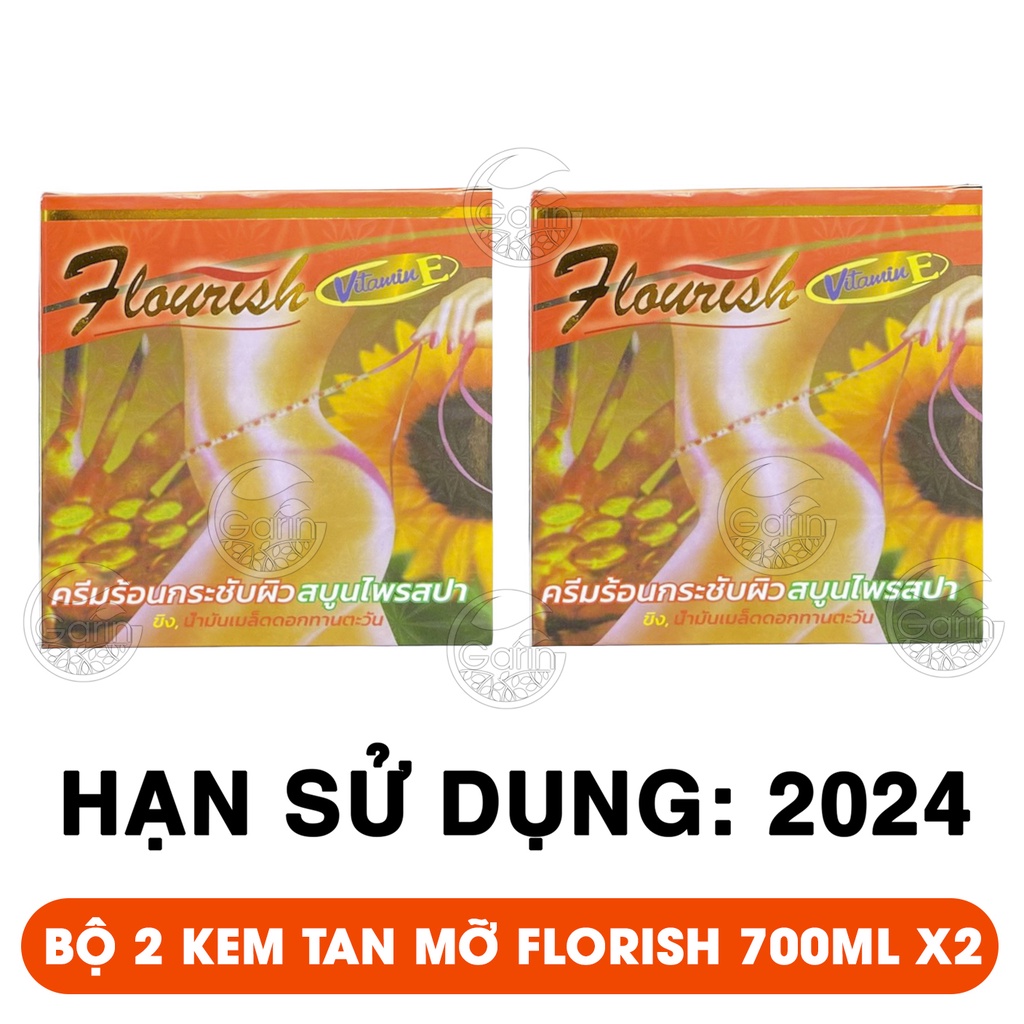 Bộ 2 hộp kem tan mỡ bụng gừng ớt Flourish Thái Lan 700ml x2 cho vòng eo thon gọn Mỹ Phẩm Sỉ Emer