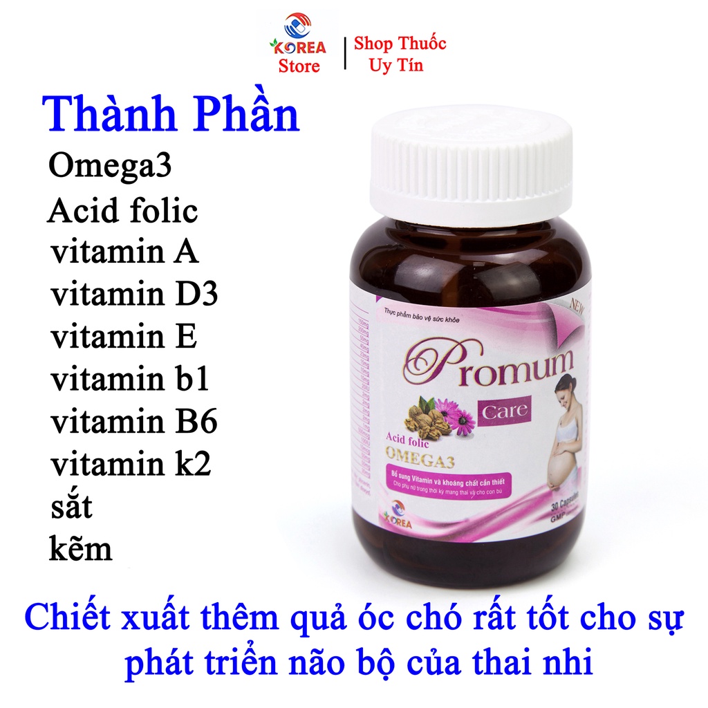 Omega 3 PROMUM CARE nâng cao sức đề kháng cho cơ thể của mẹ và bé, lọ 30 viên