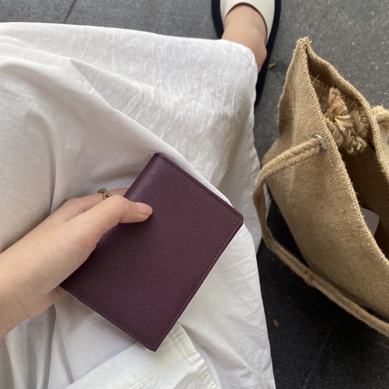 Ví da bò thật Tiny màu Tím Hồng nhỏ gọn - Thiết kế chính hãng từ Lemont.