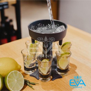 Tháp Chia Rượu Kèm 6 Ly Rượu Shot EY3002 Thuỷ Tinh Cao Cấp / 6 Shot Glass Dispenser And Holder M3350