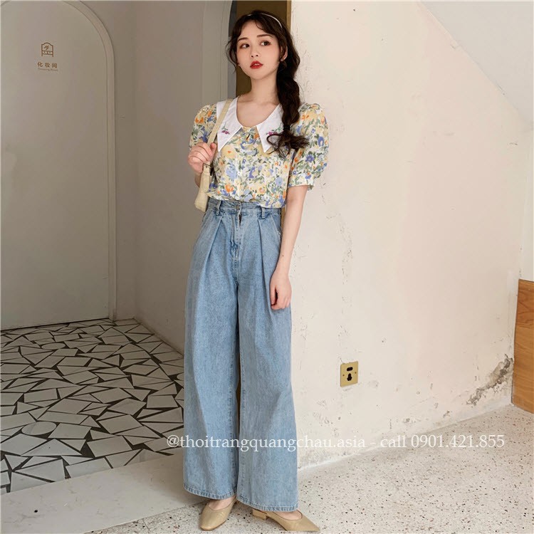 [Thanh Lý-Hàng Nhập] Áo Họa Tiết Hoa Cổ Búp Bê “Phong Cách Hàn Quốc” Mã QC73