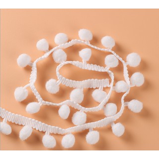1m Ren trắng pom pom làm đồ handmade