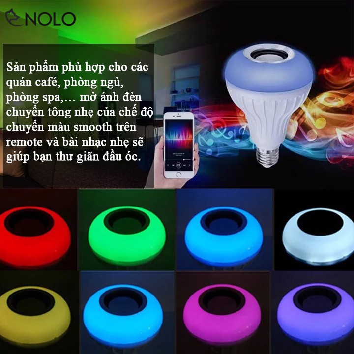 Loa Bluetooth Kết Hợp Đèn Bulb LO3W Đui E27 Led RGB 3D Đổi Màu Có Kèm Remote Điều Khiển Nhiều Chức Năng Công Suất 12W