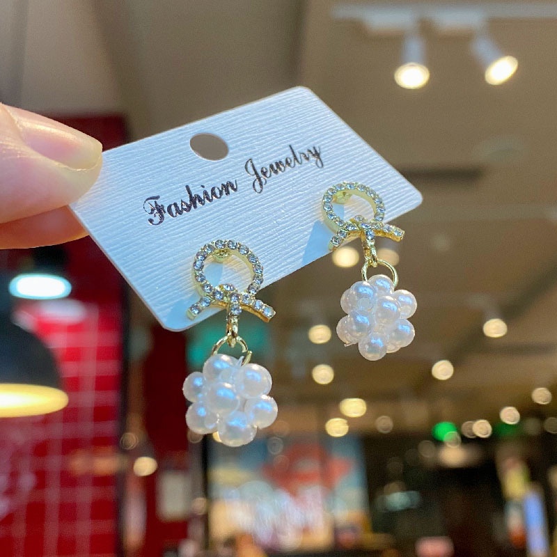 Bông tai mạ bạc 925 phối ngọc trai nhân tạo thiết kế kiểu dáng xinh xắn