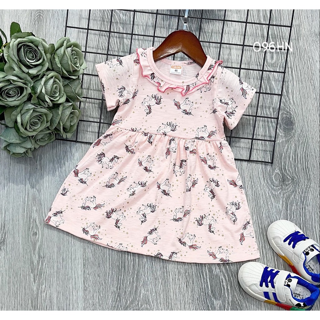 Váy bé gái cổ bèo dáng babydoll chất cotton VNXK siêu đẹp 096