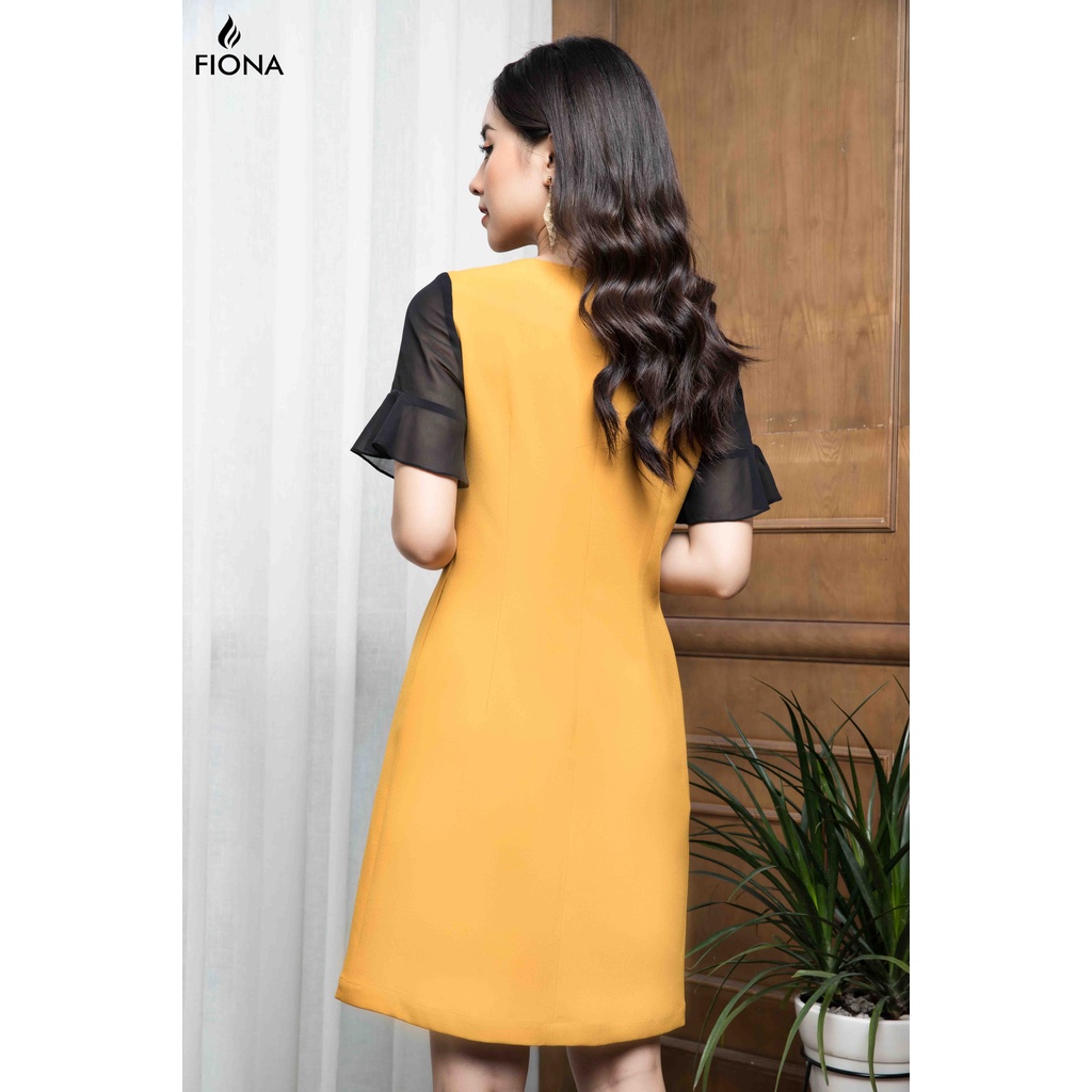 Đầm Suông Nữ FIONA, Đầm Họa Tiết Tay Bèo Thanh Lịch Mã F459677