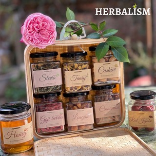 Trà hoa quả mix 1 gói nhỏ dùng thử HERBALISM| Trà Hoa Cúc, Đậu biếc, Hoa Hồng, Cascara Cam Quế, Kỷ Tử, Táo Đỏ, Long Nhãn