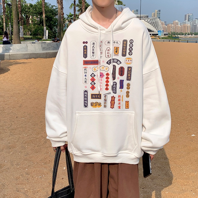 Áo Hoodie Cổ Tròn In Hình Vui Nhộn Phong Cách Harajuku Nhật Bản Cho Nam