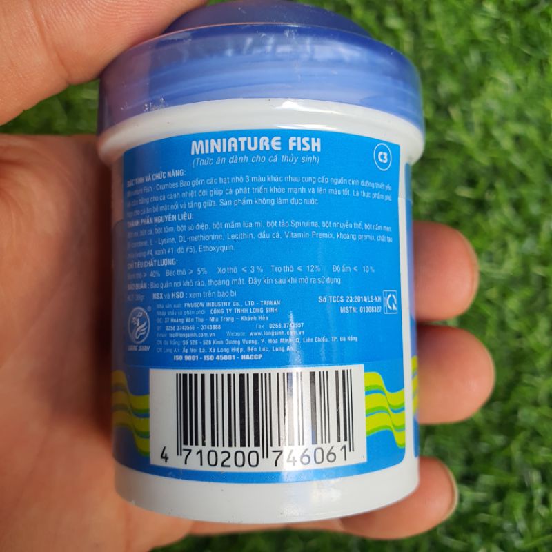 Cám Cá Neon,7 Màu  MINIATURE FISH 38gr ( hạt 1mm) Thức ăn Cá Loại nhỏ Giá rẻ