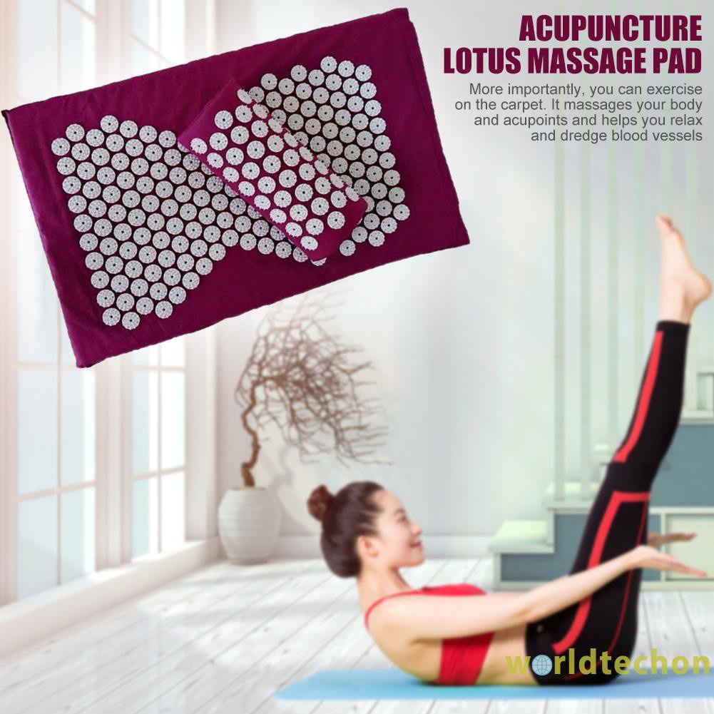 READY STOCK 3pcs Lotus Acupressure Massage Yoga Pillow Mat Relieve Pain Spike Cushion