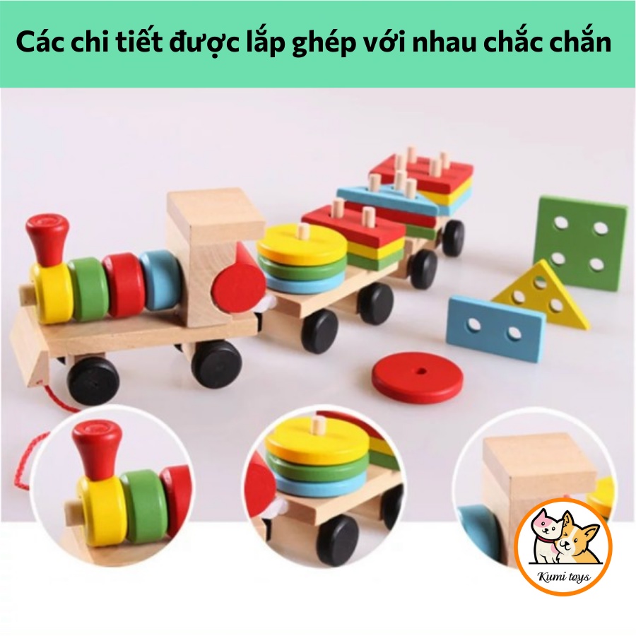 Đồ chơi tàu hỏa thả gỗ cho bé thông minh Kumi toys