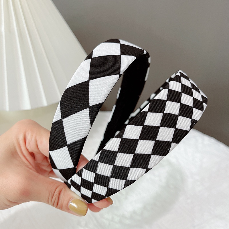 Băng Đô Da Lộn Họa Tiết Kẻ Ô Vuông Phong Cách Retro Hàn Quốc Thời Trang Cho Nữ
