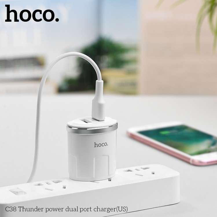 Củ sạc nhanh FREESHIP50K Hoco C38A - 2 cổng cho Iphone, Samsung, Huawei,..  - chính hãng