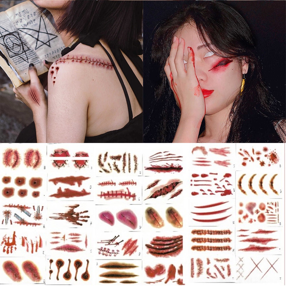 Set 30 Hình Xăm Dán Chống Nước Phong Cách Halloween Độc Đáo