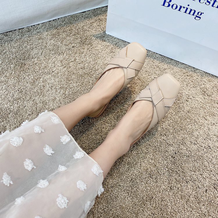 Giày bệt, giày búp bê nữ da mềm phối nơ, đế cao su dẻo siêu xinh