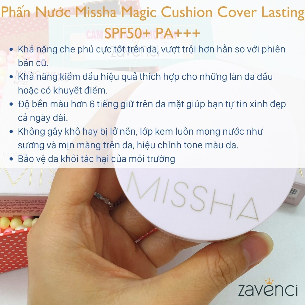 Phấn Nước MISSHA Che Phủ Tốt Lâu Trôi Magic Cushion Cover Lasting SPF50+/PA+++ (15g) | BigBuy360 - bigbuy360.vn