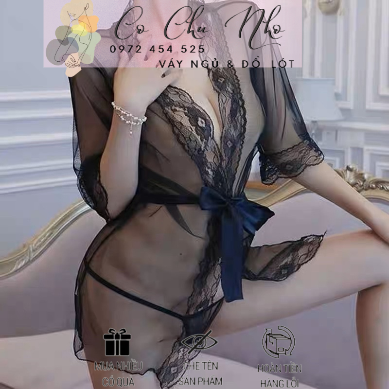 [cochunhoquan11] vải loại 1 LL 875 - Áo Choàng Xuyên Thấu Sexy, Đồ Ngủ Gợi Cảm Tặng Chip Lọt Khe