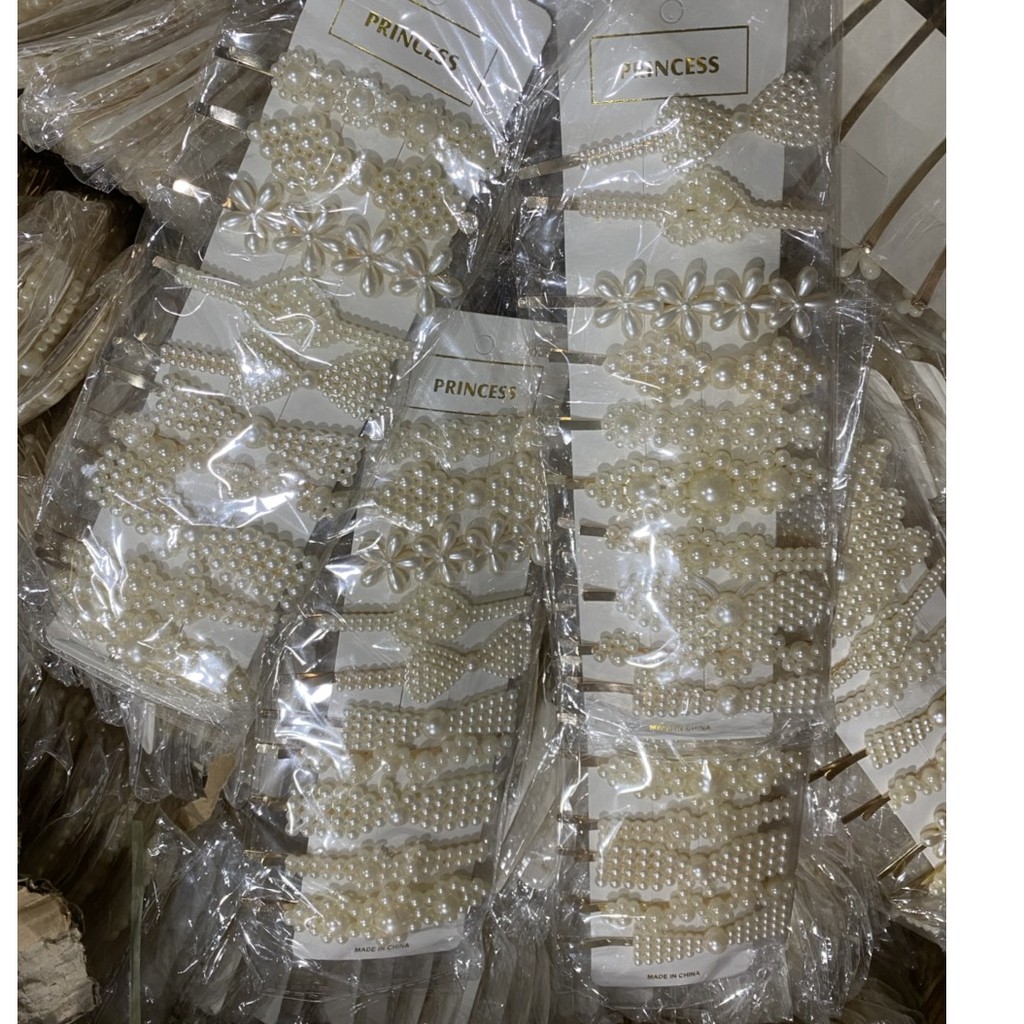 Bộ 10 Cặp Tóc Ngọc Trai Công Chúa Hàn Quốc Princess Mẫu Mới Đình Đám - Ngọc Trai Nhân Tạo Từ Nhựa Làm Ra