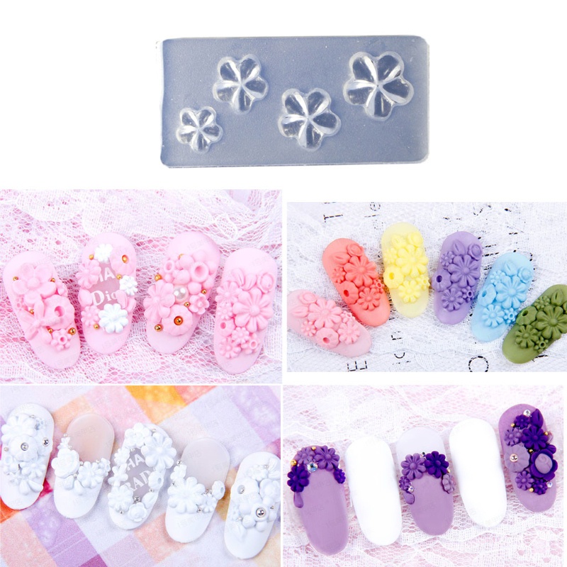 Set 9 Khuôn Silicon Làm Đồ Trang Sức Hình Hoa Năm Cánh DIY